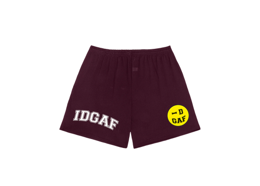 IDGAF Mascot Mesh Short Burgundy